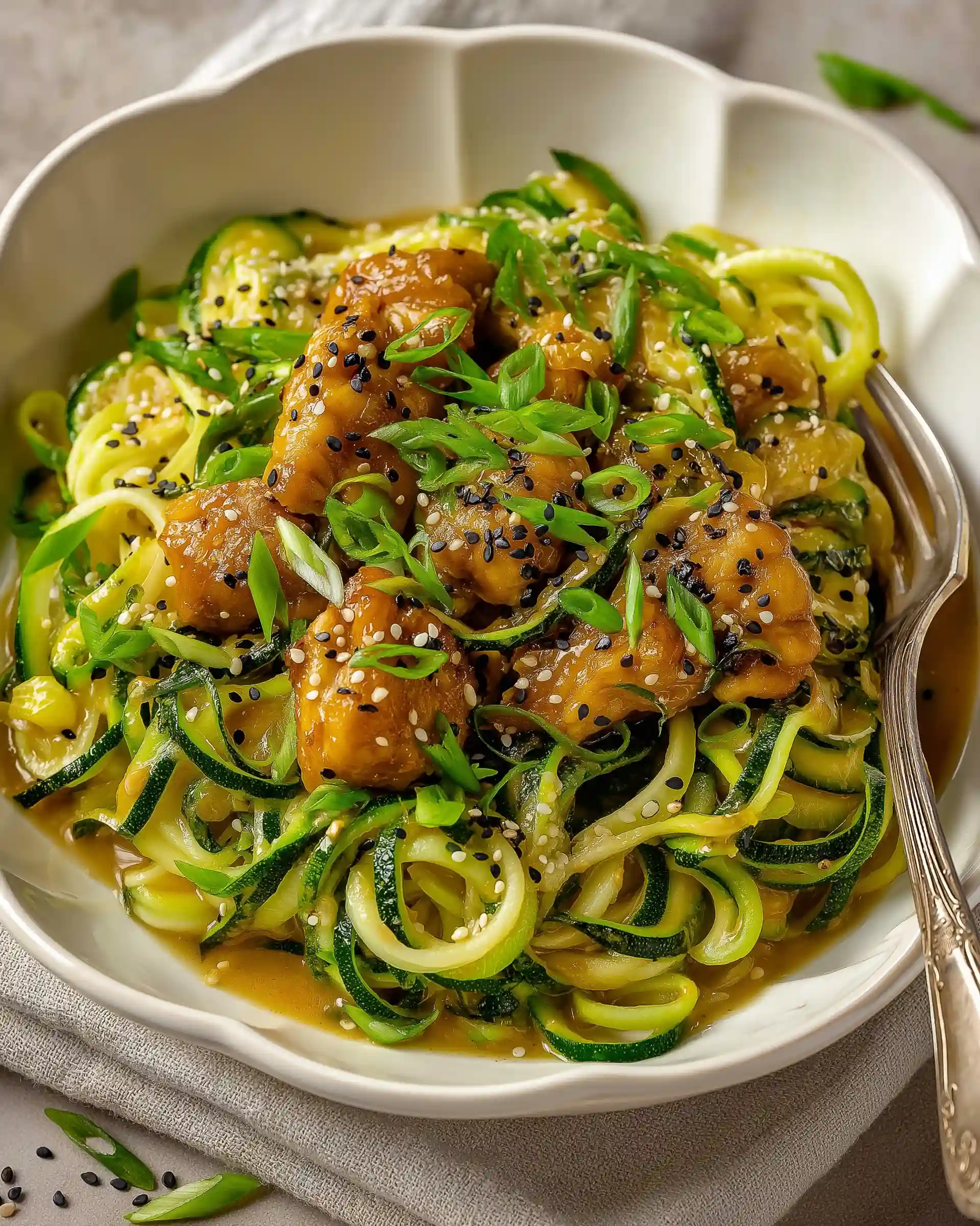 Gluten-Free Sesame Chicken With Zoodles