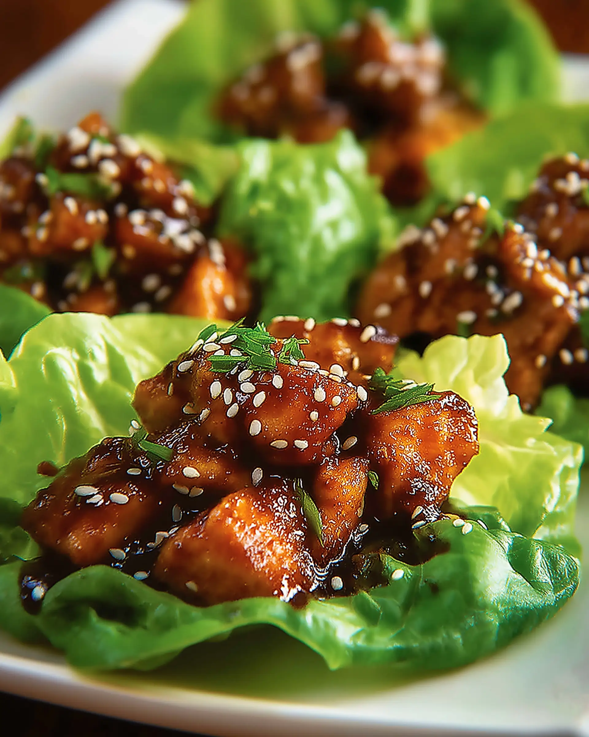 Honey Sesame Chicken Lettuce Wraps