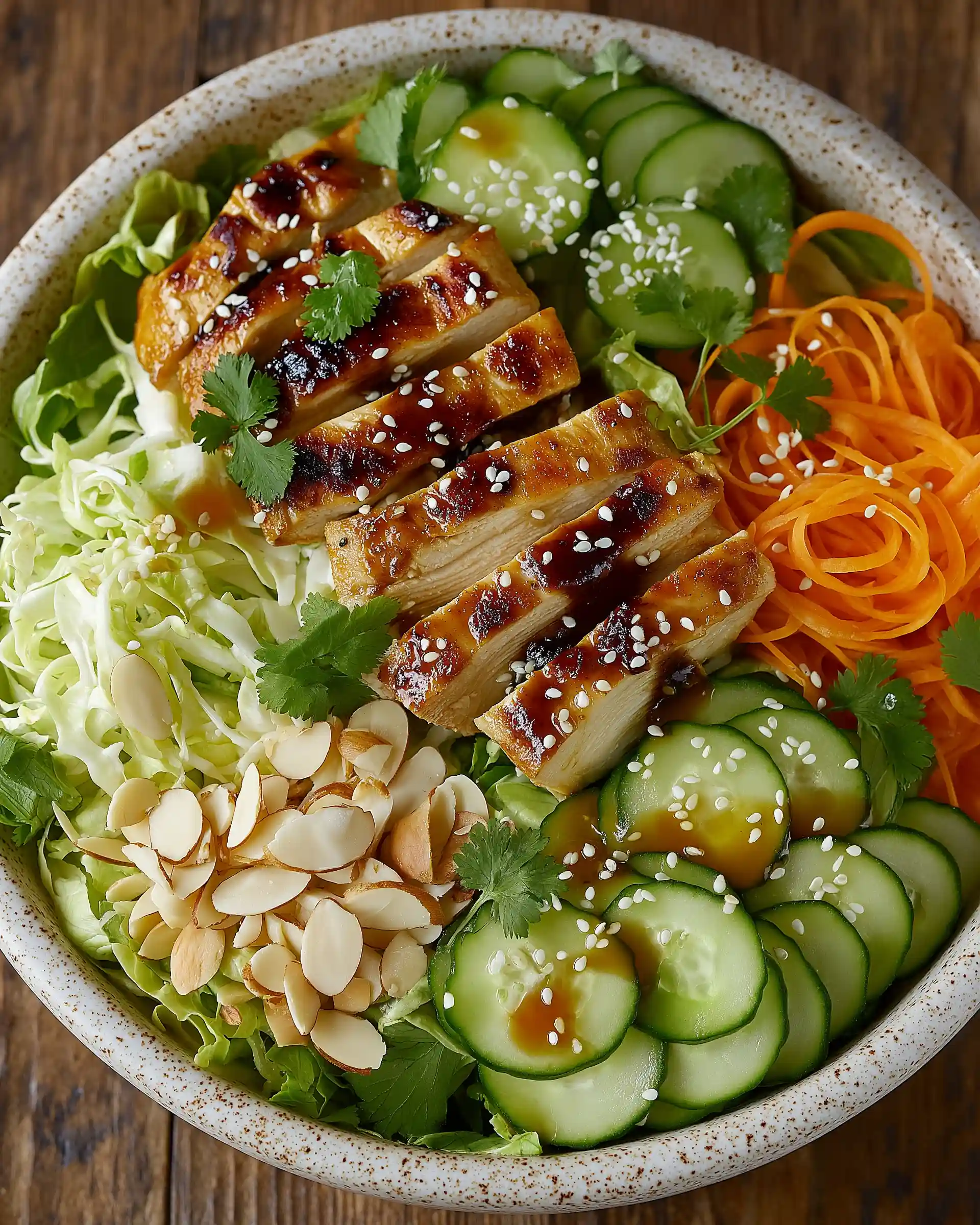 Healthy Sesame Chicken Salad with Ginger Dressing
