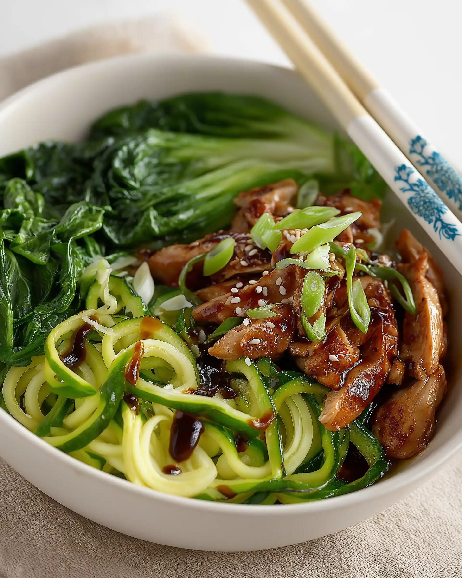 Sesame Chicken & Roasted Veggie Zoodle Bowl