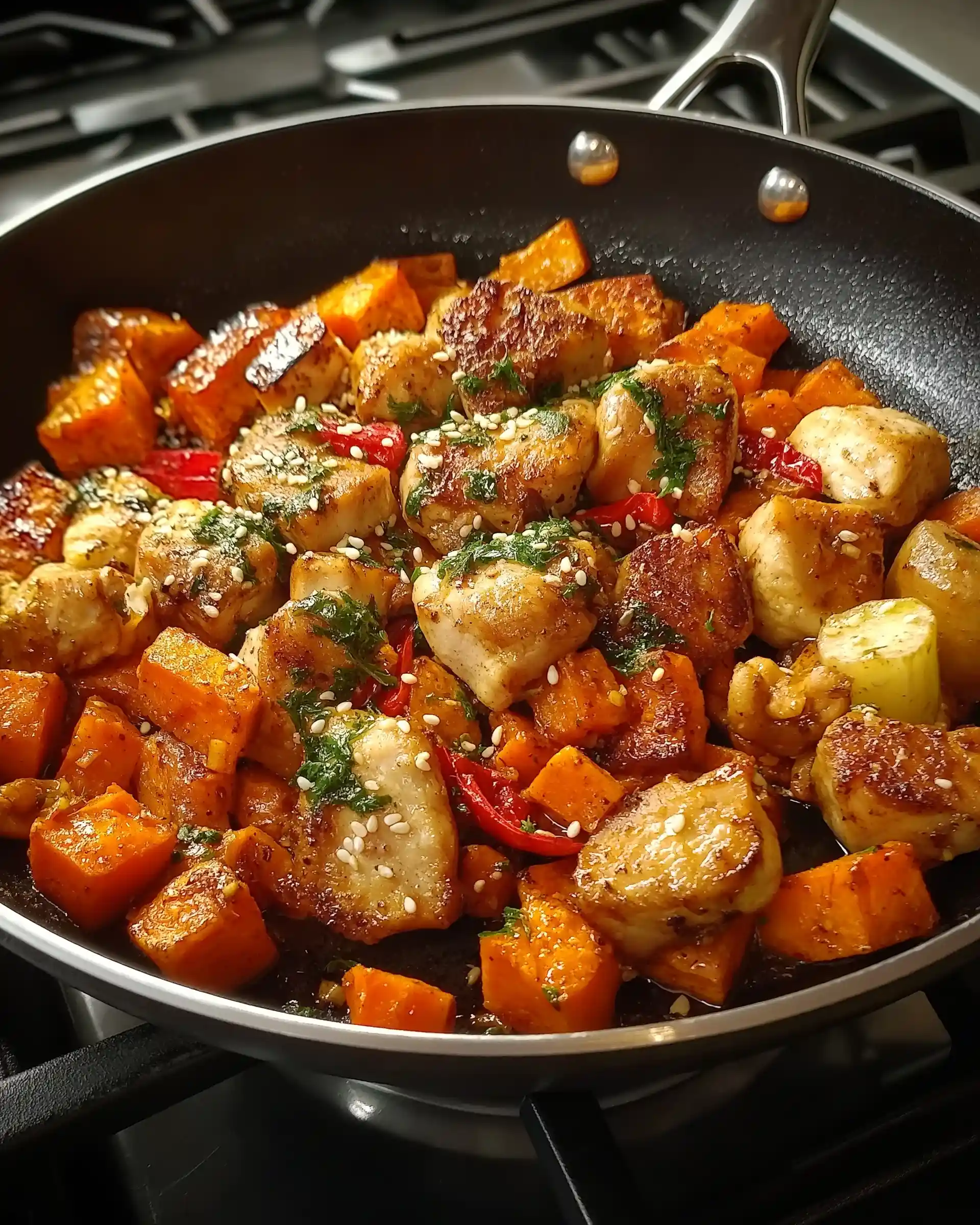 Sesame Chicken & Sweet Potato Skillet
