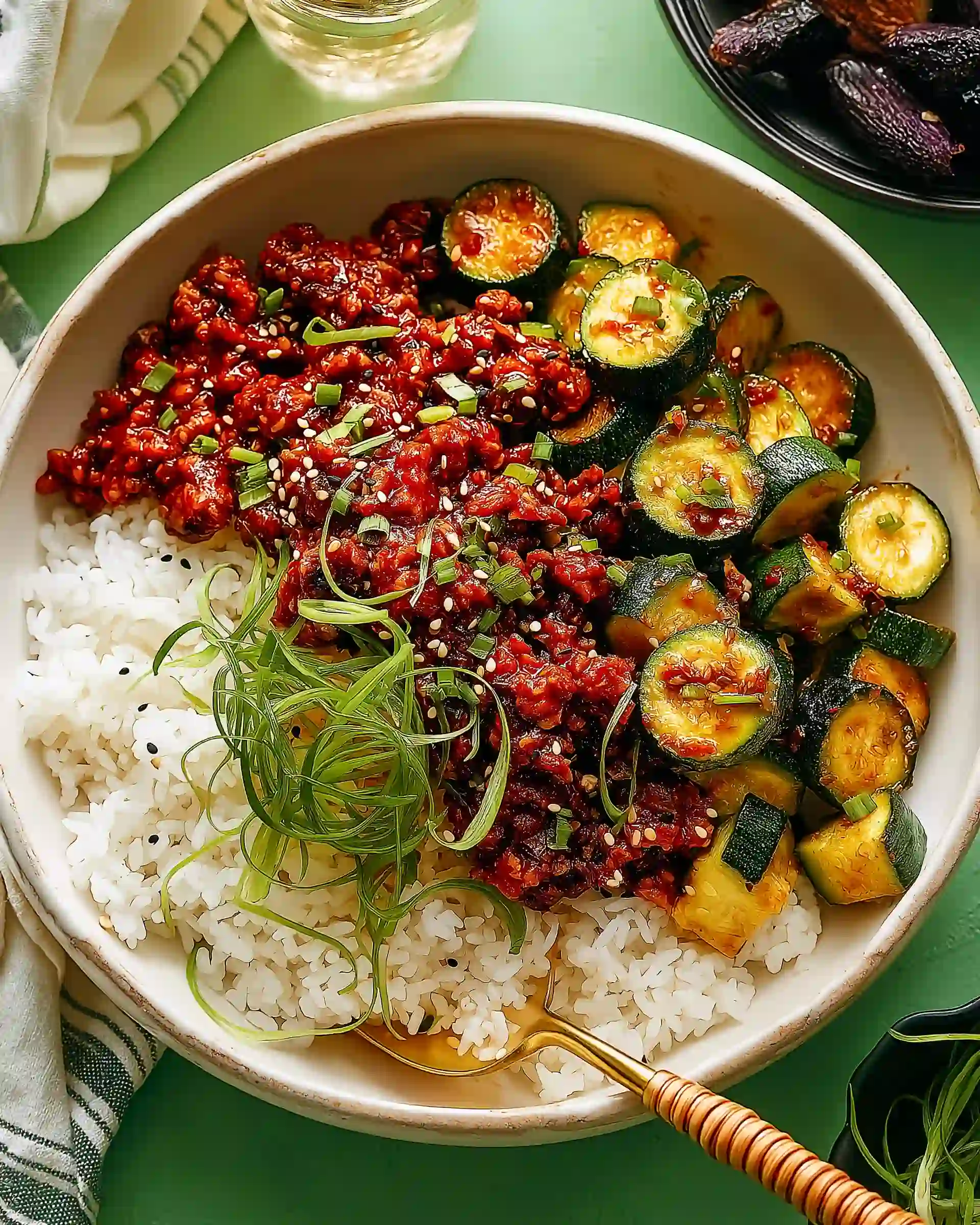 Sesame Chicken Zucchini Rice Bowl