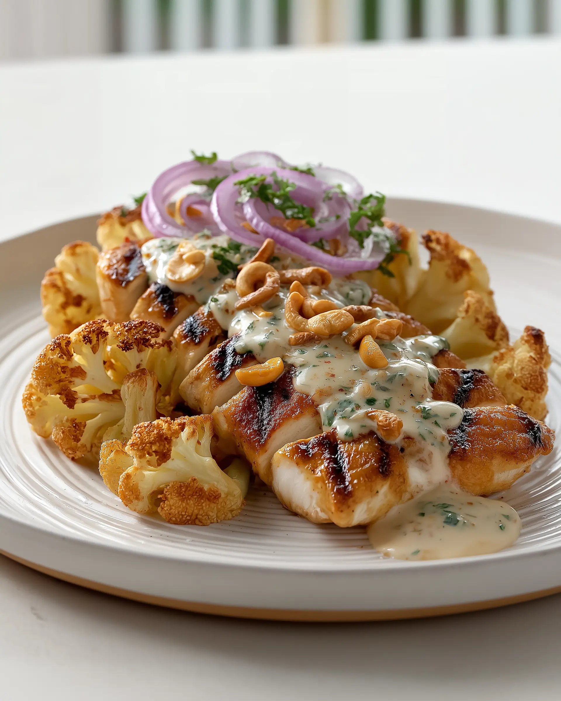 Sesame Chicken with Roasted Cauliflower Steaks