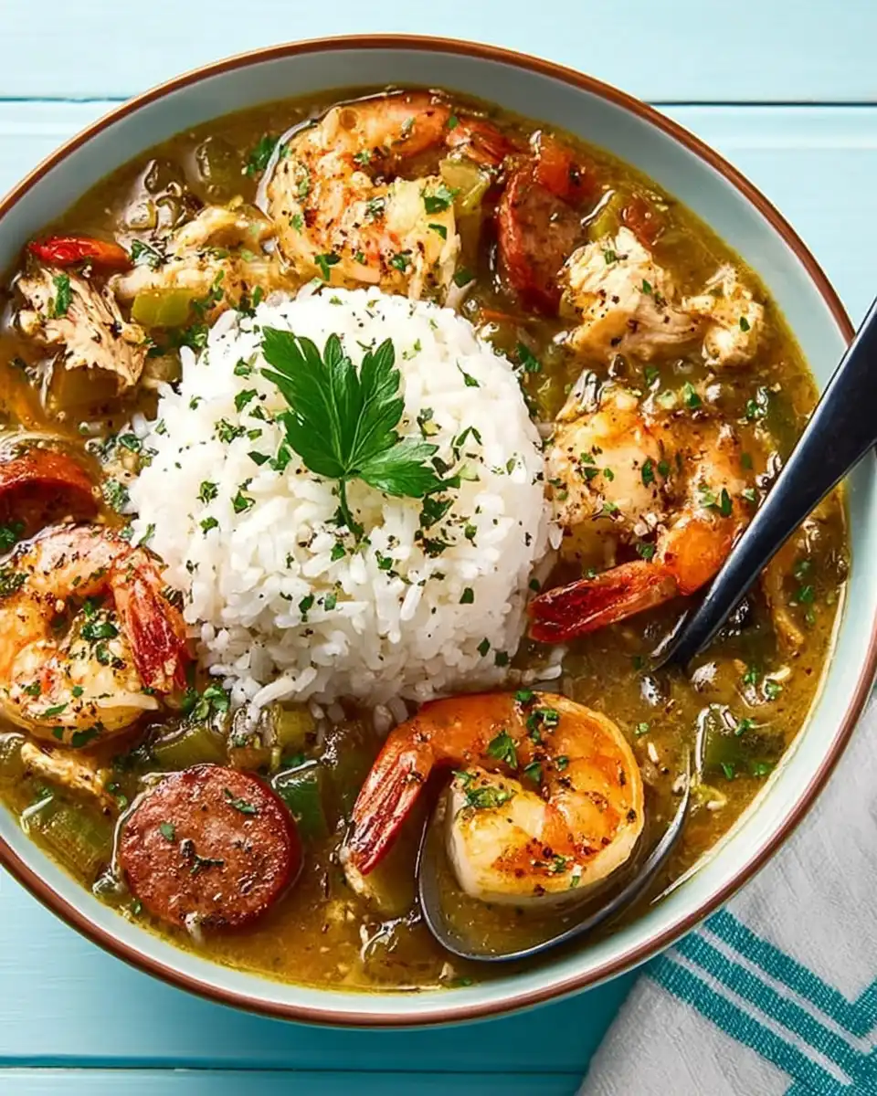 Gumbo with Andouille Sausage, Chicken, and Seafood Made Perfect